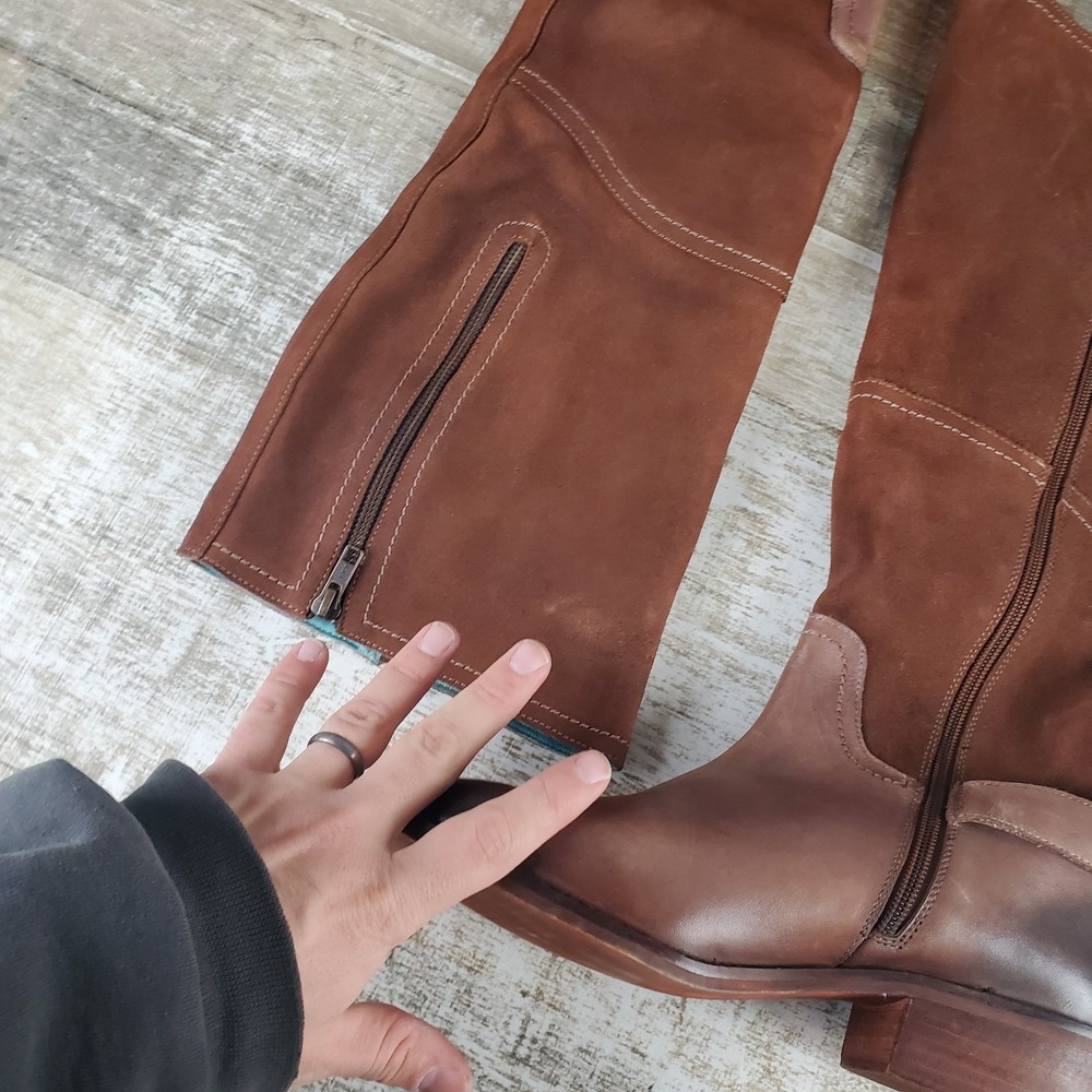 ROAN Charity Womens Knee High Boots Sz 8 Brown Leather Comfort Side Zip - Picture 2 of 16